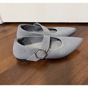 VIVAIA Maria Pointed Toe Mary Jane Flats Grey Silver Sz 39 /US 8.5 Office Career